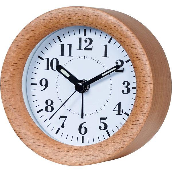 UberDeco 4 inch solid wood mantel alarm clock, nature wooden brown color 0