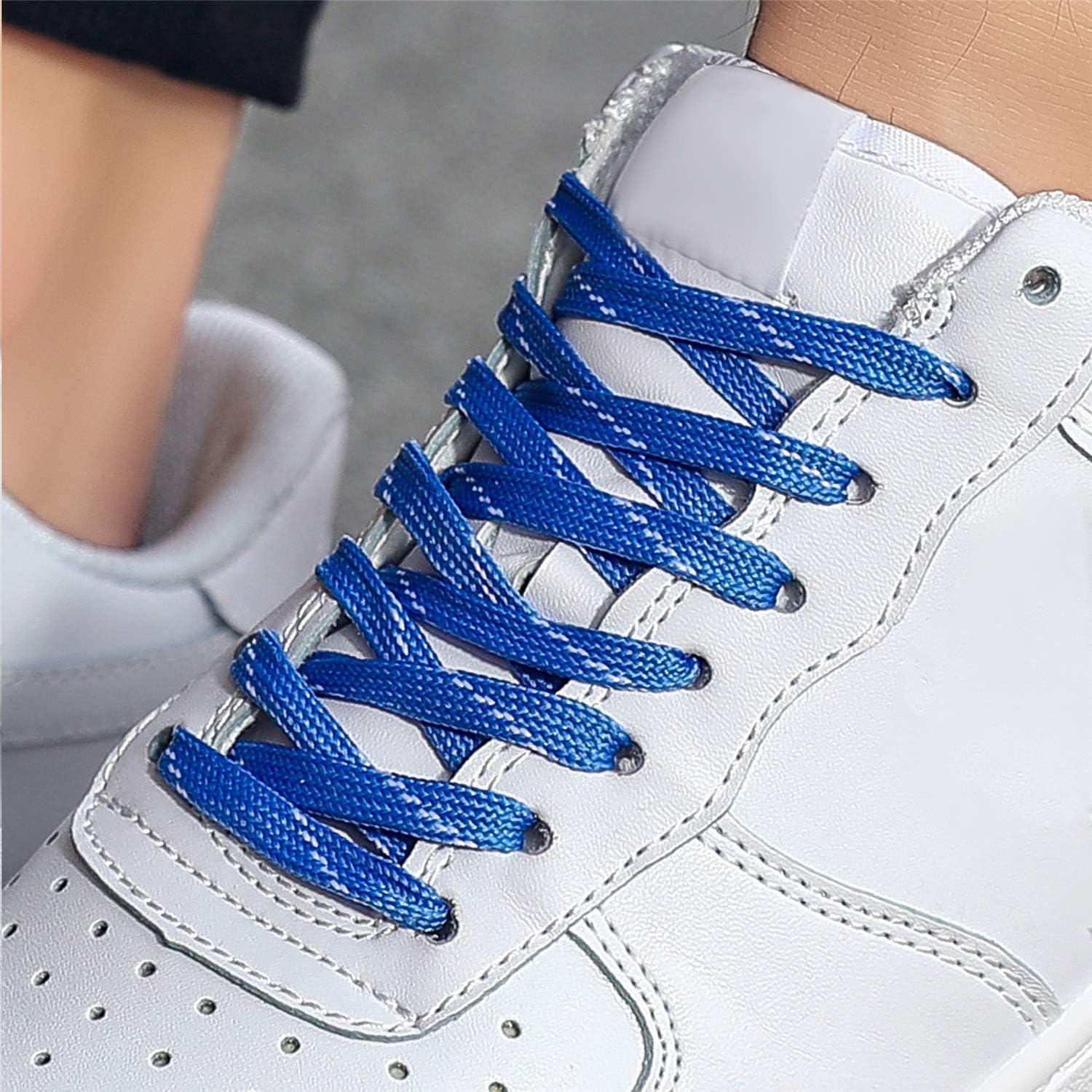 FILWO BlueWhite Laces Flat Trainer Shoelaces, Working Shoe Laces Flat Trainer Shoelaces Replacements, Sneakers Laces Men Women Adults Kids Shoestrings BlueWhite 75 CM 2Pairs 2