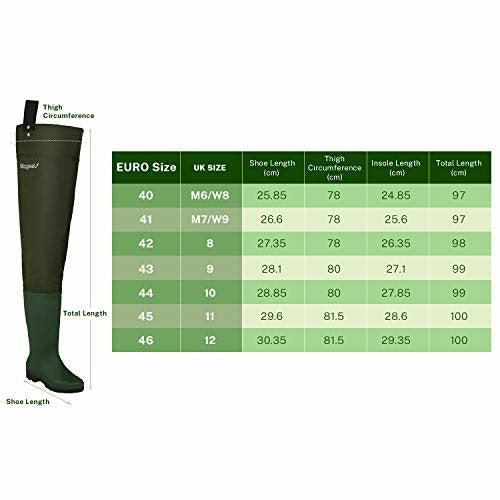 Magreel Hip Waders Lightweight Waterproof Hip Boots for Men and Women, PVC/Nylon Fishing Hunting Bootfoot with Cleated Outsole, Size 7-Size 13, Army Green 2