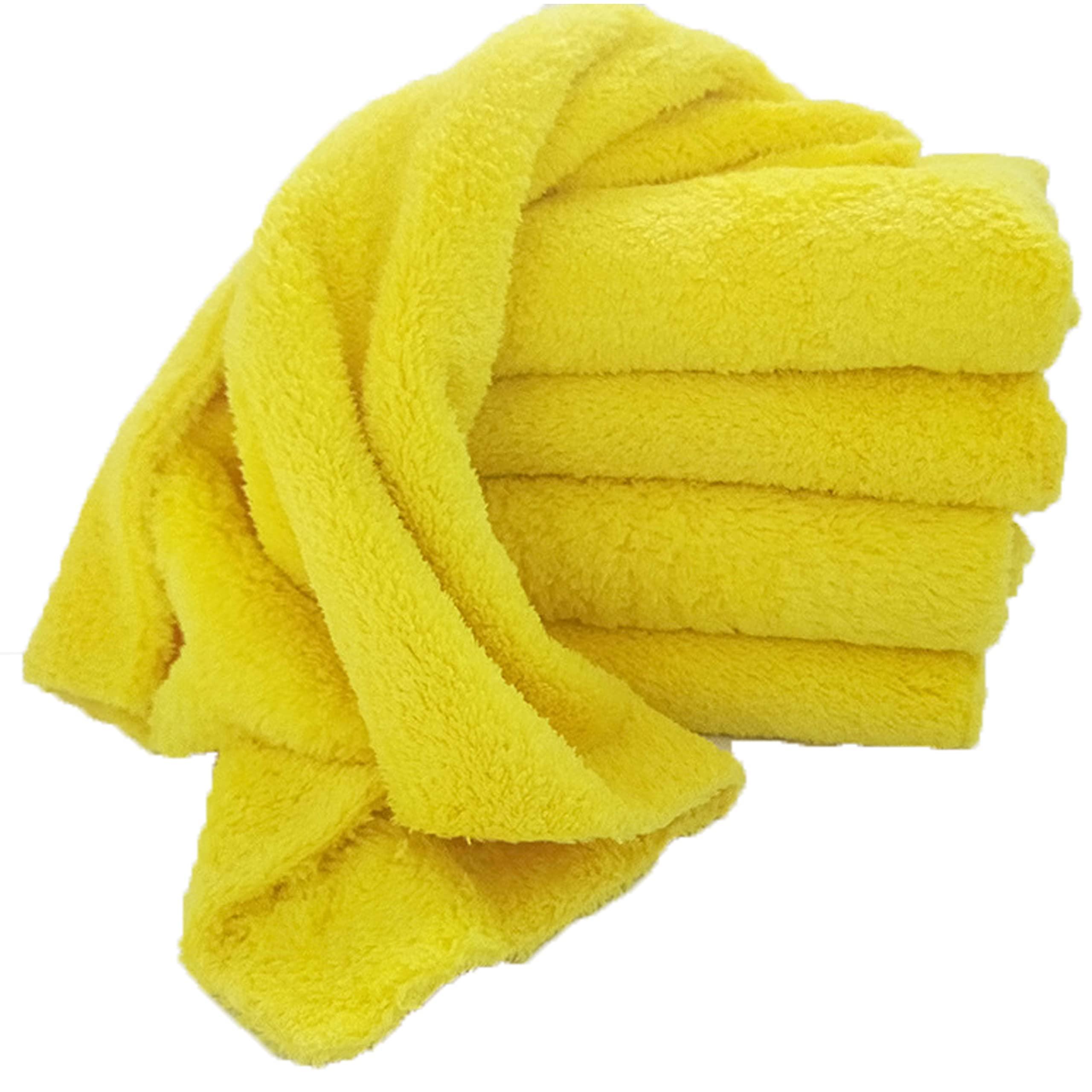 BW&HM Microfibre Car Cleaning Cloths Auto drying cloth 40 x 40 cm 5 Pack (Yellow, 40 x 40 cm) 4