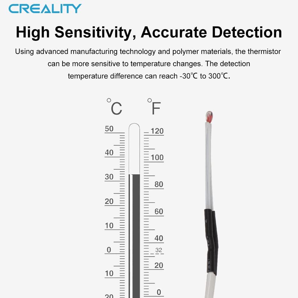 Creality Official NTC100K Hotbed Thermistor Heated Bed Temperature Sensor 5pcs for Ender-3 S1 Ender-7 CR-6 SE CR-6 Max CR-10 Smart CR-10 Smart Pro 3D Printer 2