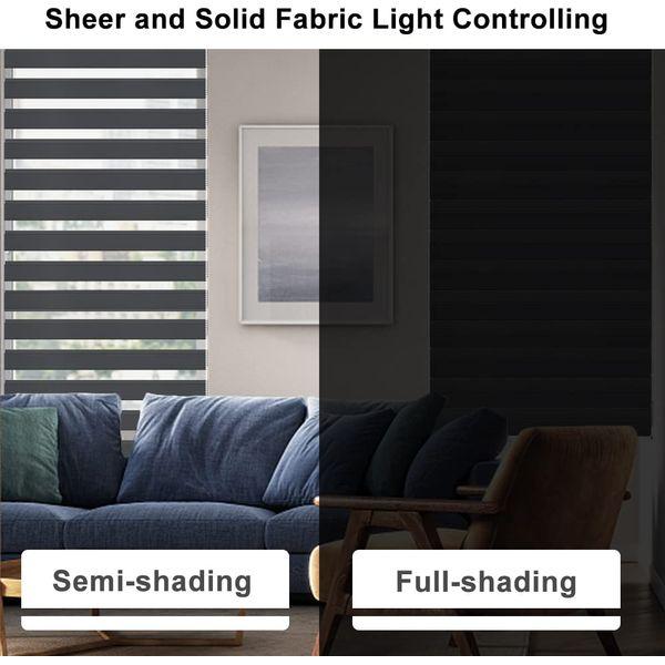 Kokorona Zebra Roller Blinds Windows Shades Door Curtains, Day and Night Window Blinds, Light Filtering Privacy Dual Layer Roller Shades, Easy Install, Beige, 65CMx230CM 3
