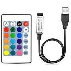 WOWLED 1M USB RGB Strips Contoller, USB LED Controller with 24Key IR Remote for 5V RGB LED Strip Lights (Strip Light Not Include) 0