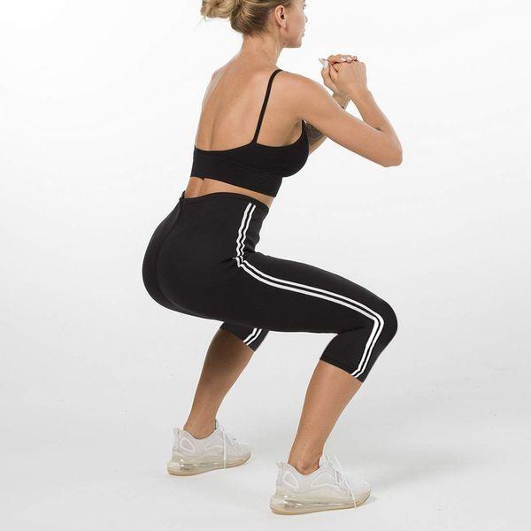 Women Neoprene Sauna Pants Slimming Sweat Leggings Yoga Leggings Running Sport Pocket Workout (Black and White 3, XXL) 3