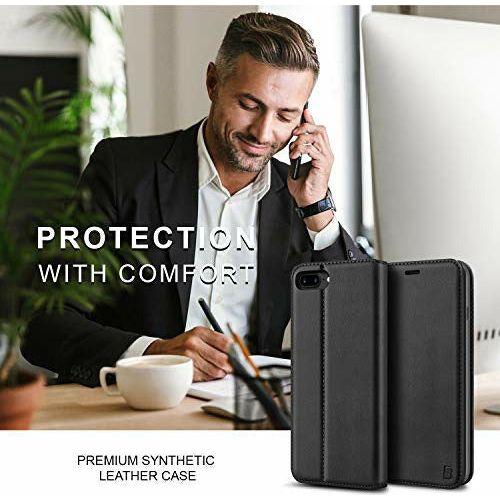 BEZ Case for iPhone 7 Plus, iPhone 8 Plus, Wallet Flip Case Compatible with iPhone 7 Plus, iPhone 8 Plus, Protective Faux Leather Cover with Credit Card Holders, Kick Stand, Magnetic Closure, Black 3
