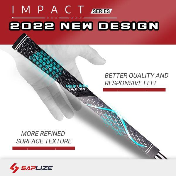 SAPLIZE 13 Golf Grips with Full Regripping Kit, Midsize, Multi-compound Hybrid Golf Club Grips, Black Color 1