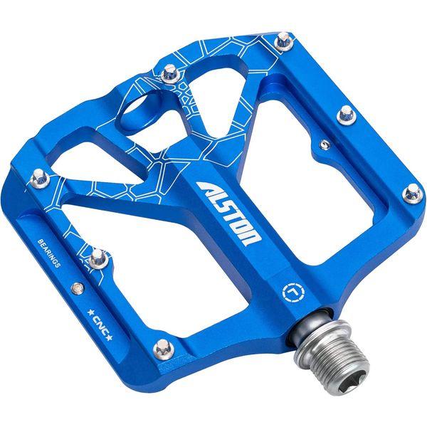 Alston Mountain Bike Pedals 3 Sealed Bearing Colorful Machined Cycling Ultra Strong Spindle Alloy Non-Slip Lightweight Pedal for MTB and Road Bike 9/16"