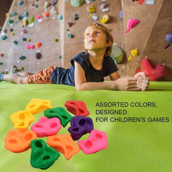 MOVKZACV 10Pcs Rock Climbing Holds for Kids, Coloured Wall Climbing Stones, Climbing Wall Grips for Tree House, Indoor&Outdoor Playground, Kids Climbing Frame, DIY Rock Stone Wall(size:10Pcs/set) 2
