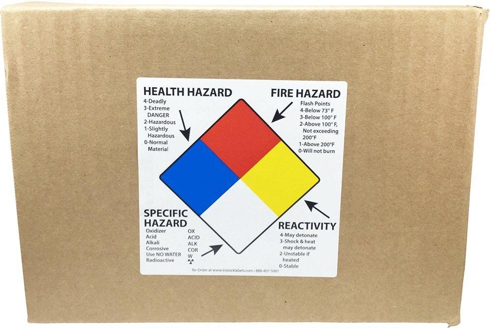 Right to Know Labels Health Fire Reactivity Specific Hazard 4 x 4 Inch Square 500 Adhesive Stickers 2