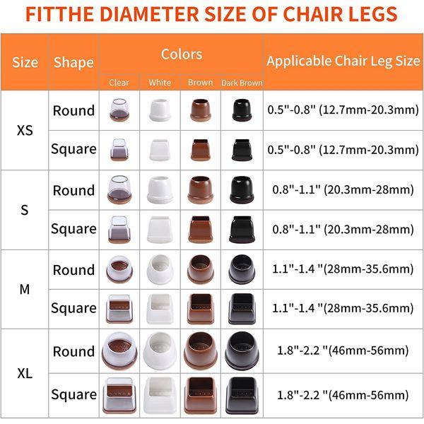 Ezprotekt 2 inch Square-black Furniture Cups Chair Leg Caps, Chair Leg Covers Smooth Moving Chair Feet Protectors 2