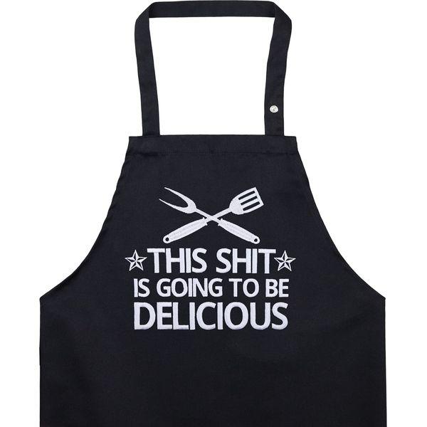 EXPRESS-STICKEREI Cooking apron unisex Adjustable Kitchen Aprons with Pocket | adjustable neck strap (This shit is going to be delicious - Grillschürze)