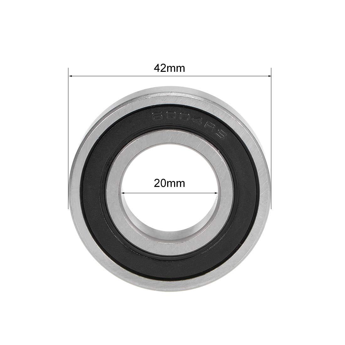 sourcing map 6004-2RS Deep Groove Ball Bearings Z2 20mm X 42mm X 12mm Double Shielded Carbon Steel 10pcs 3