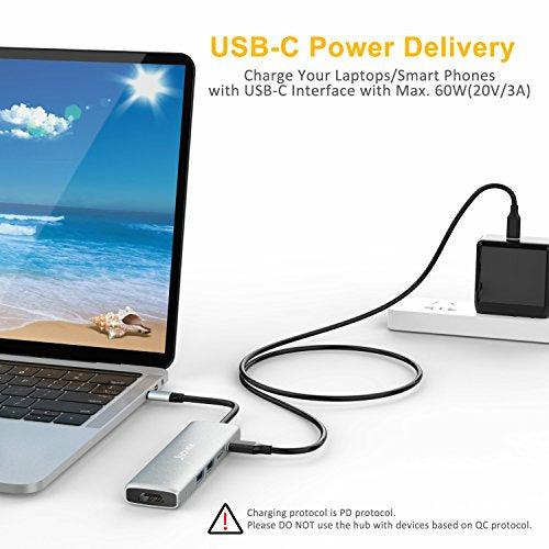 USB C Hub, JYDMIX Aluminum OTG Multiport Hub with USB-C Data Transfer Port, 2 USB 3.0 Ports, 2 Card Readers (SD/Micro SD) for Type-C Devices. 2