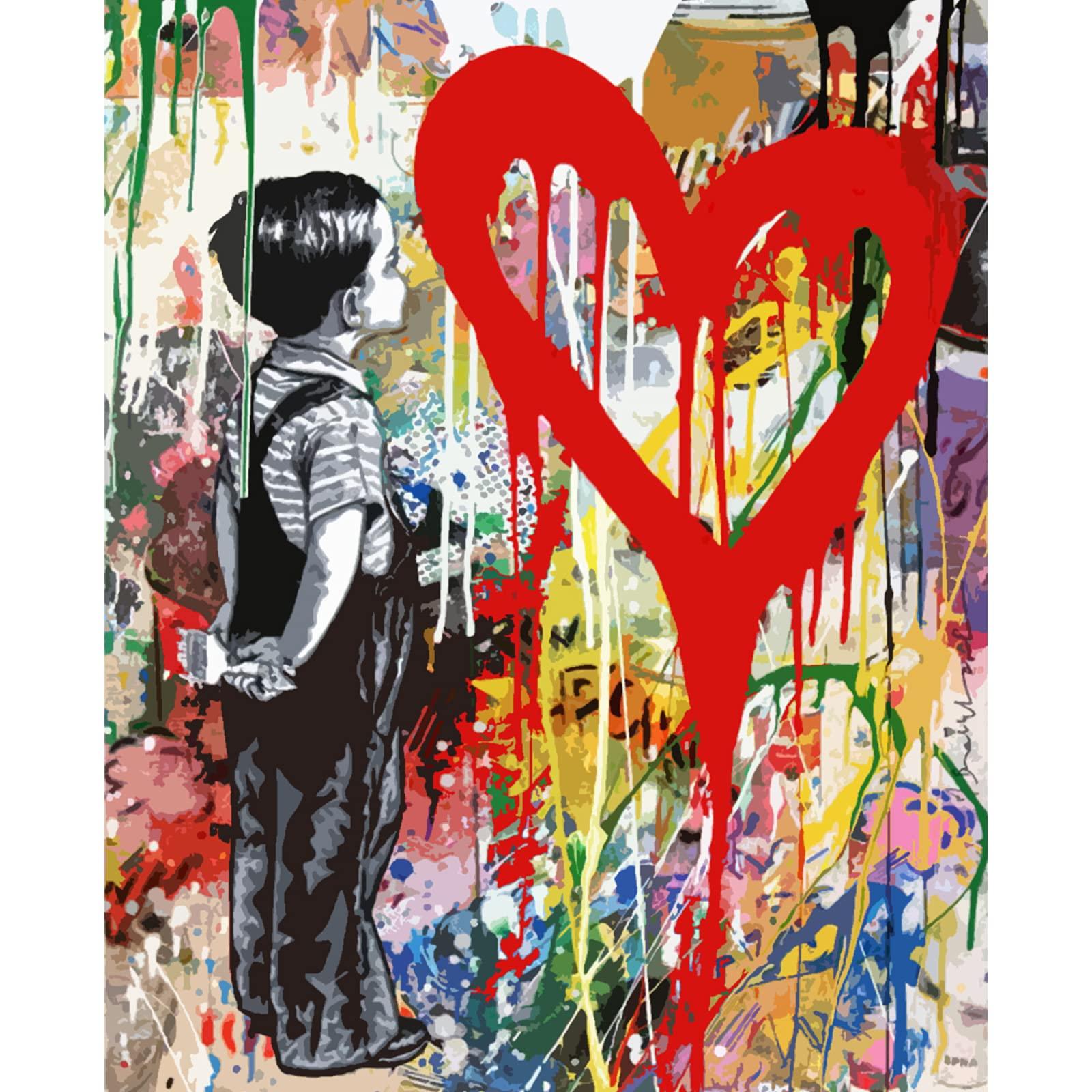 Tucocoo Banksy Street Graffiti Oil Painting Paint by Number Kits 16 x 20 inch Canvas DIY Oil Painting for Kids Students Adults Beginner with Brushes and Acrylic Pigment(Without Frame)