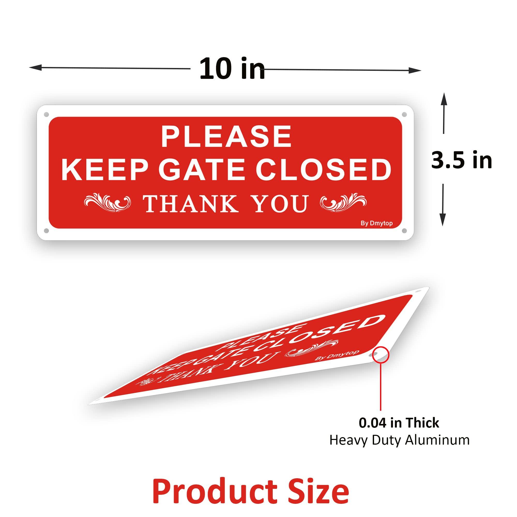 2 Pack Please Keep Gate Closed Sign, 10 x 3.5 x 0.04 Inches Rust Free Aluminum UV Protected Weather Resistant 1