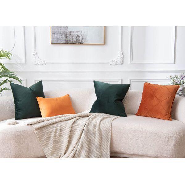 JUSPURBET Teal Green Velvet Throw Pillow Covers 22x22 inch Set of 2 for Living Room Couch Sofa Bedroom Decorative Square Solid Soft Cushion Cases with Invisible Zipper 2