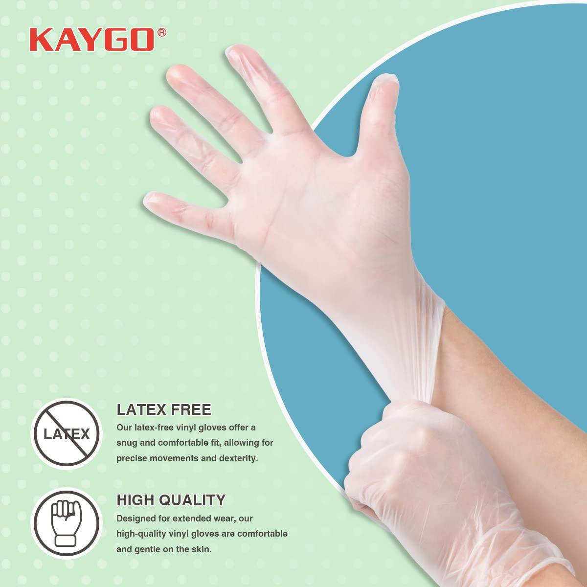 KAYGO Disposable Vinyl Gloves Multi-Purpose, Powder Free Latex Free, 10 Boxes, 1000 pcs, Ideal for Cleaning, Food Handling, Hair Dye, KG310 (Clear, Medium) 1