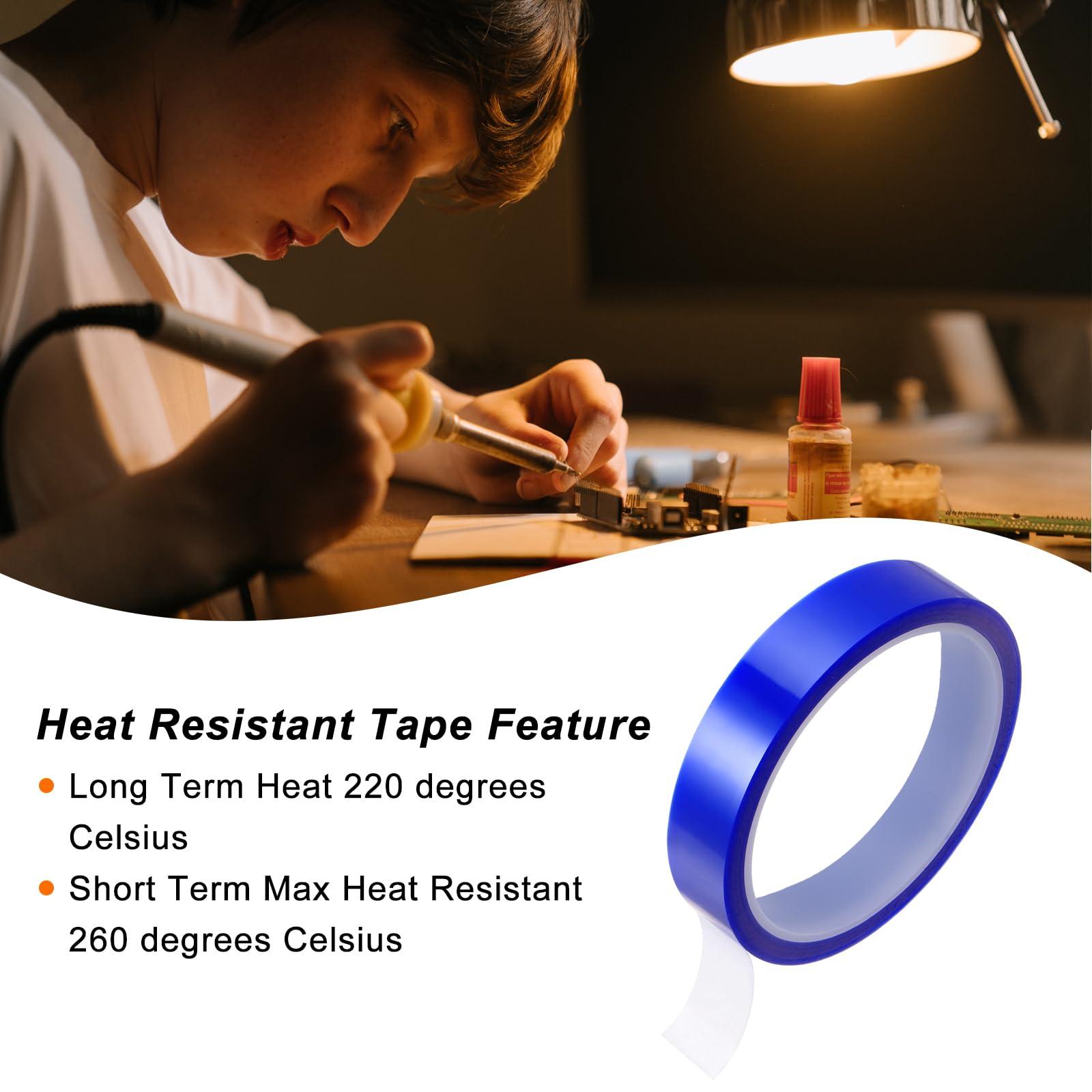 sourcing map 4 Rolls Heat Tape High Temperature Heat Resistant Tape 18mmx33m(108ft) Sublimation Thermal Heat Transfer Tape for Sublimation Press No Residue, Blue 3