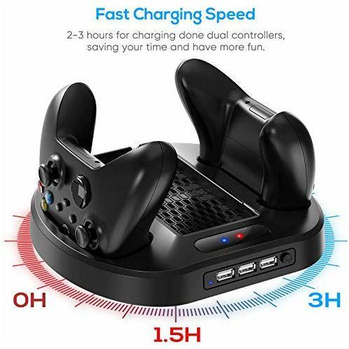 FASTSNAIL Cooling Stand Compatible with Xbox Series S Console, Xbox Series S Vertical Stand with Cooling Fan Cooler, Dual Charging Dock Compatible with Xbox Series Controller Charger Docking Station 4
