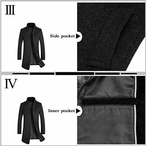 APTRO Mens Wool Coats Winter Jacket Warm Casual Overcoat Long Business Outwear Trench Coat 1681 Black S 3