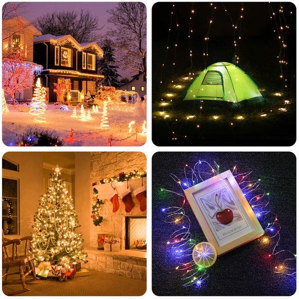 Ariceleo 4 Packs Fairy Lights Battery Powered, 5M 50 Led Silver Wire Warm White & Multi-Colour Battery Operated Twinkle String Lights with Timer Remote Control for Outdoor, Christmas, Wedding, Bedroom 4