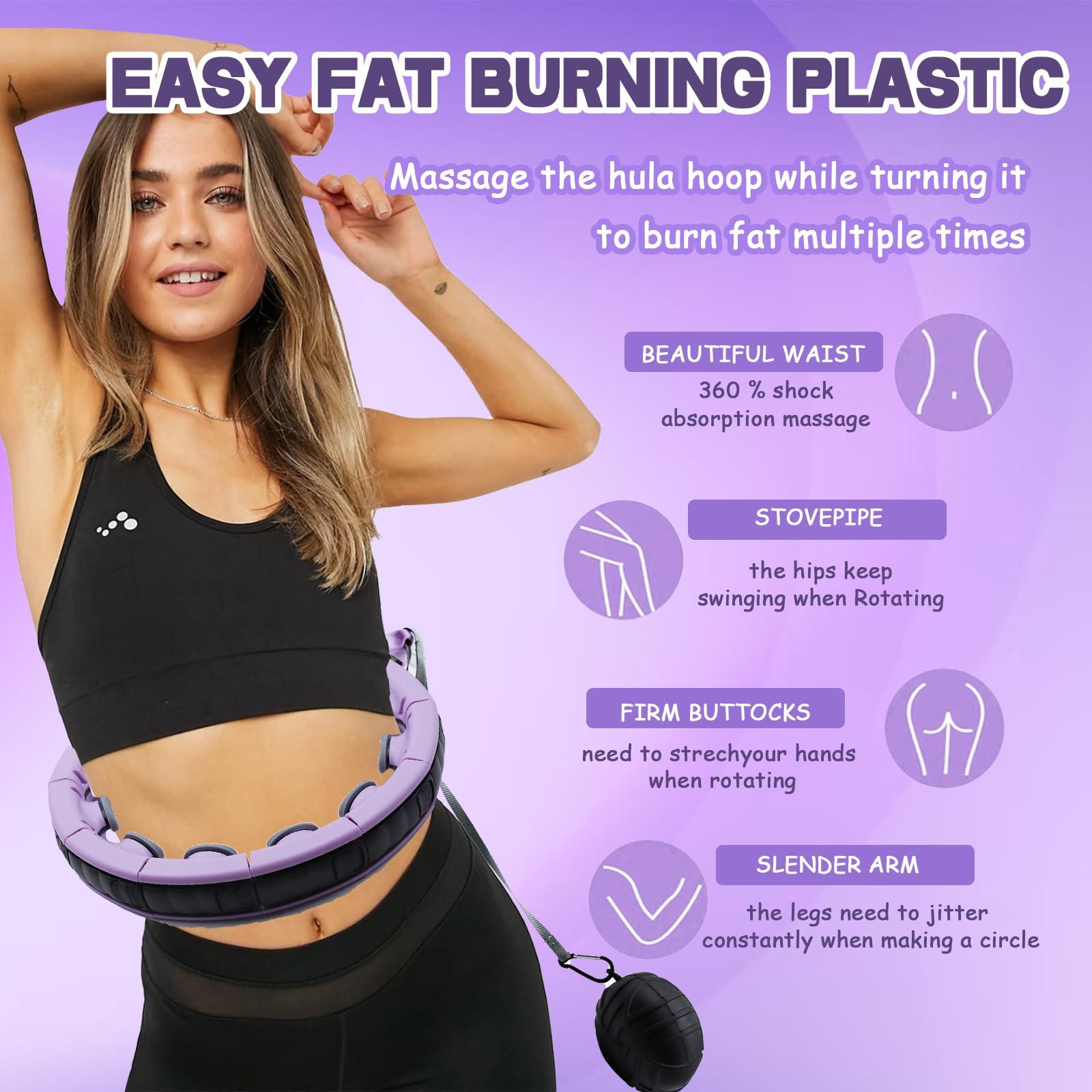 Weighted Hula Hoop,Smart Hula Hoop For Adults With Weight Ball&Counter,360 Auto Rotation Fitness Hula Hoops Will No Fall,With 16 Detachable Knots For Fitness,Weight Loss,And Exercise (Purple) 1