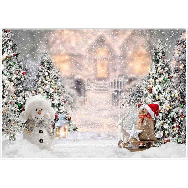 Allenjoy 7x5FT Christmas Winter Snowman Backdrop for Photography Xmas Tree Snow Gifts Snowflake Background White Decoration Banner for Baby Shower Birthday Photo Booth Studio Props 0