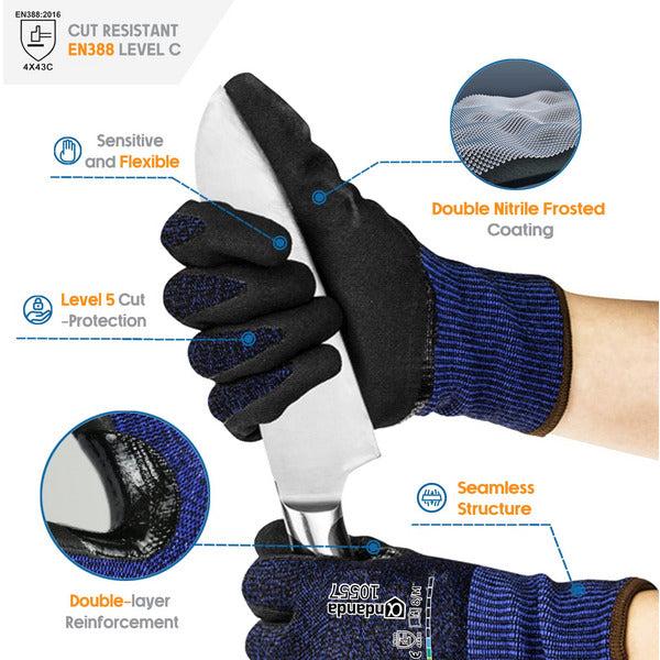 ANDANDA Level 5 Cut Resistant Gloves, Comfort Stretch Fit, Provide Strong Grip, Seamless Structure, Industrial-Grade Work Gloves Suitable For Construction Glass Manufacturing, Machinery (3, Large) … 1