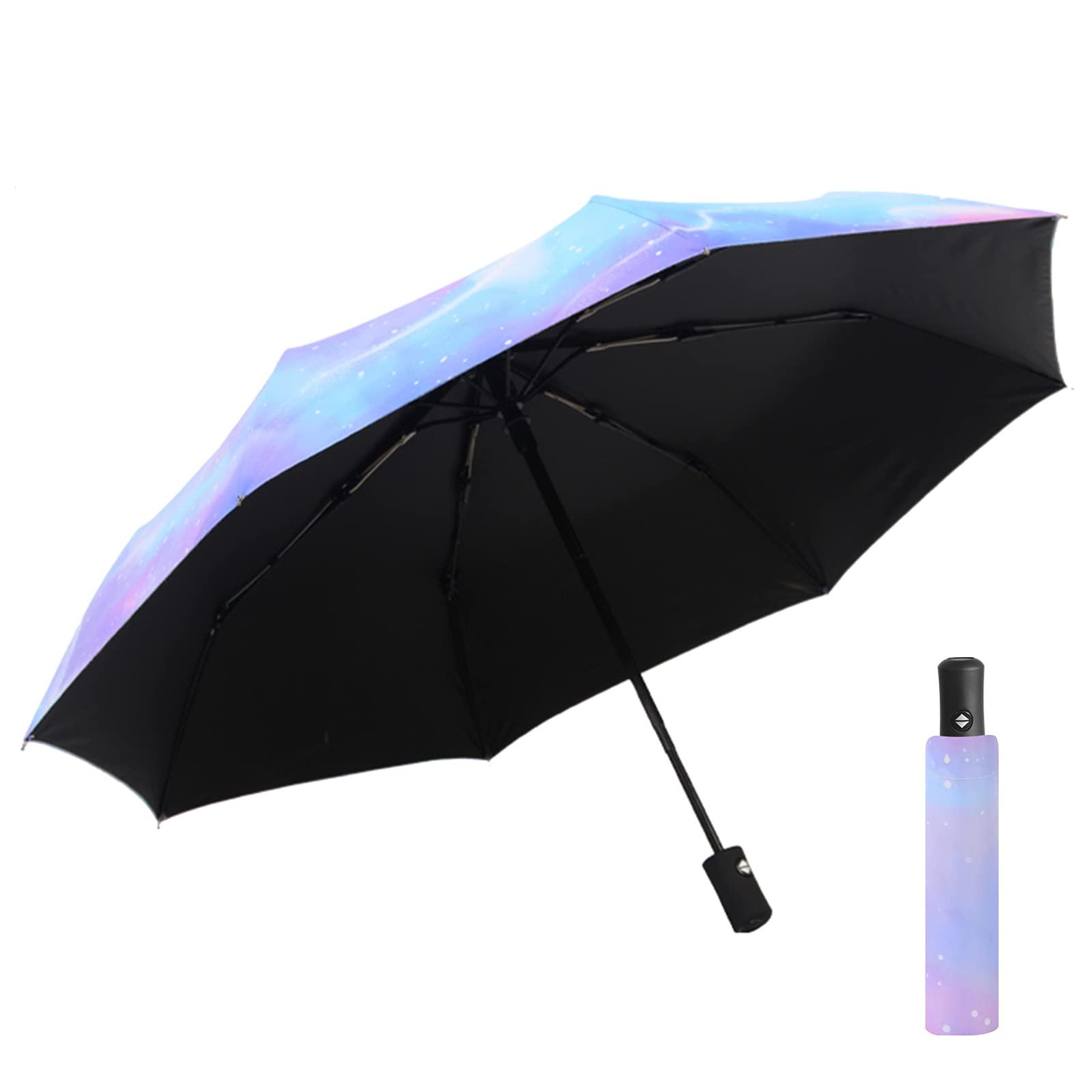 Folding Umbrella, Automatic Compact Umbrella Windproof Travel Umbrellas Durable Rain Umbrella UV Protection Sun Umbrella with Teflon Coating for Men and Women, Auto Open/Close