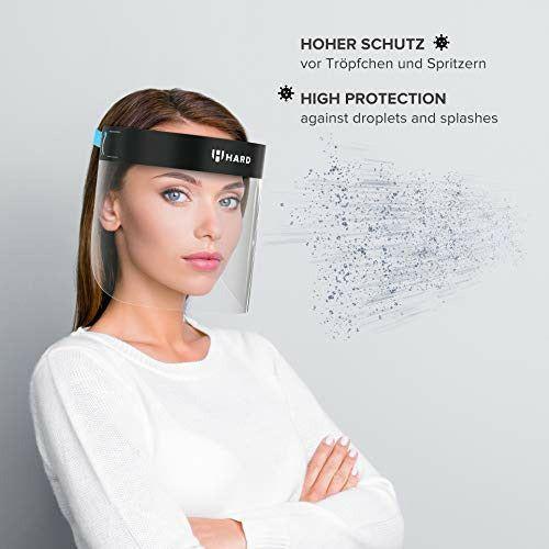 HARD 1x Pro Visor Face Shield, Medical Certified with Anti Fog, Facial Protection Made in Germany, Full face Covering Adults - Black/Blue 3