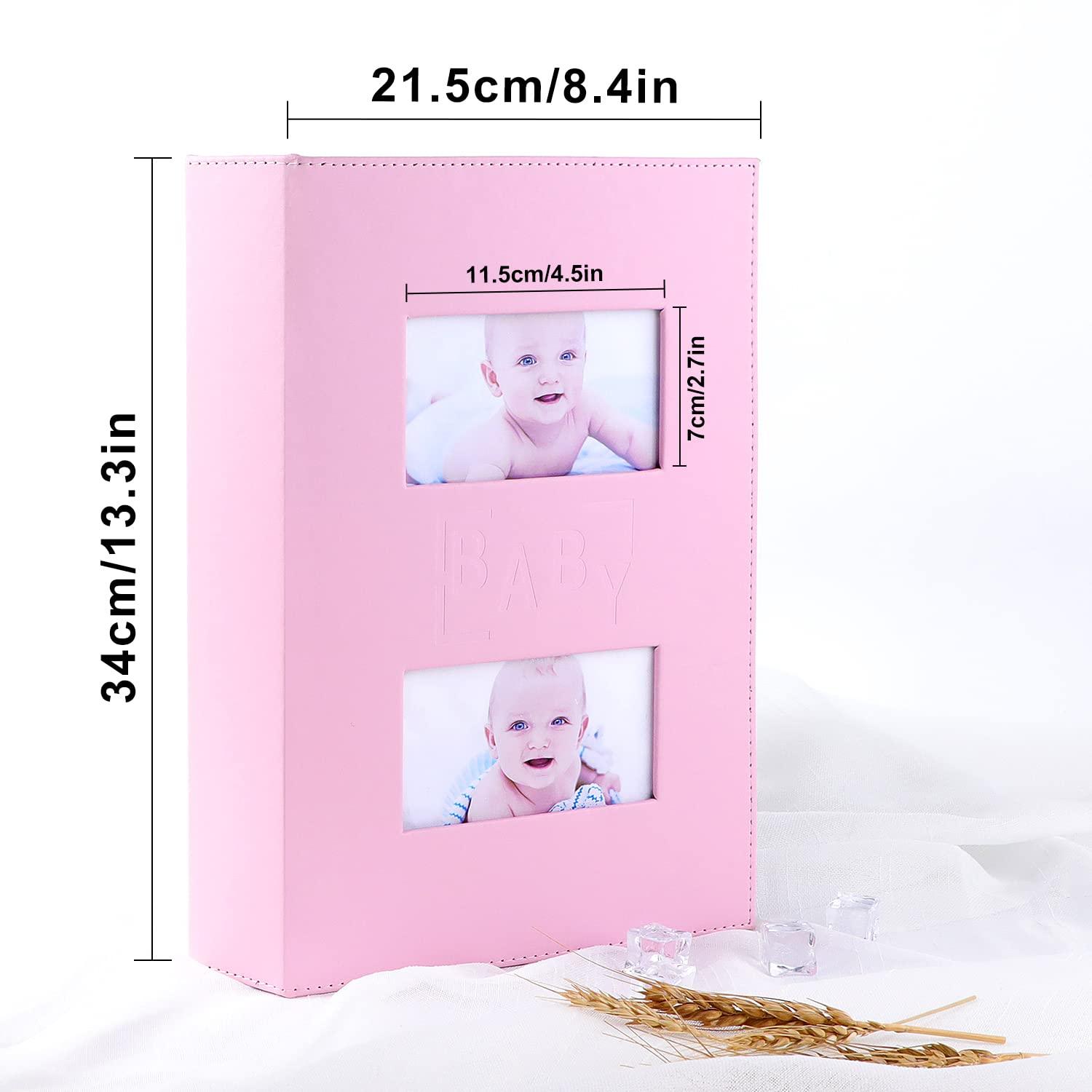 Benjia Baby Girl Photo Album 6x4, Leather Picture Album holds 300 10x15cm Landscape Photos Pink 1