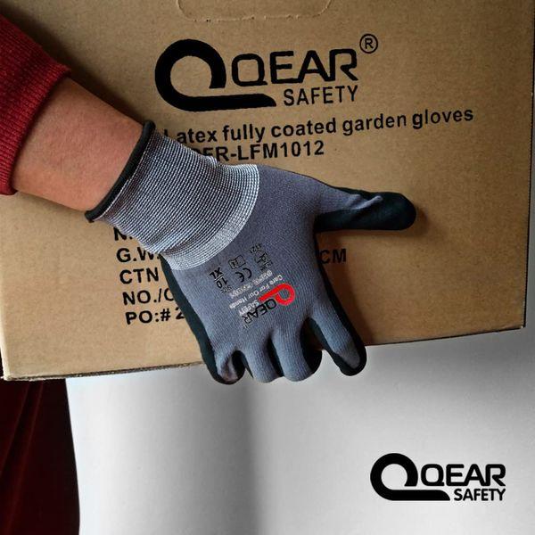 QEARSAFETY 12 Pairs Microfoam Nitrile Rubber Palm Coated Work Safety Gloves, Breathable, Abrasion, Logistics, Warehouse, General Purpose Use, Dexterity, Gray Color (Large)… 4