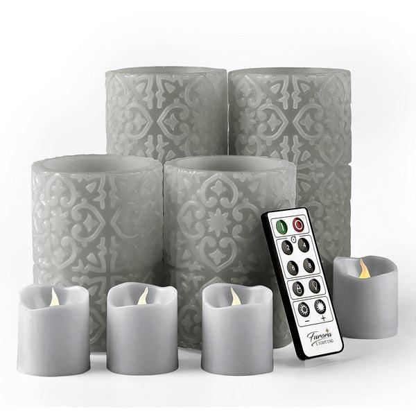 Furora LIGHTING LED Flameless Candles with Remote - Battery-Operated Flameless Candles Bulk Set of 8 Fake Candles - Small Flameless Candles & Christmas Centerpieces for Tables, Grey Rome 0