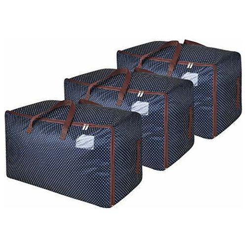 DOKEHOM 3-Pieces 100L Large Storage Bag, Fabric Clothes Bag, Thick Ultra Size Under Bed Storage, Moisture proof (Blue, Set of 3) 0