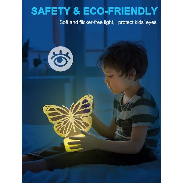 Nice Dream Butterfly Night Light for Kids, 3D Illusion Night Lamp, 16 Colors Changing with Remote Control, Room Decor, Gifts for Children Boys Girls 1