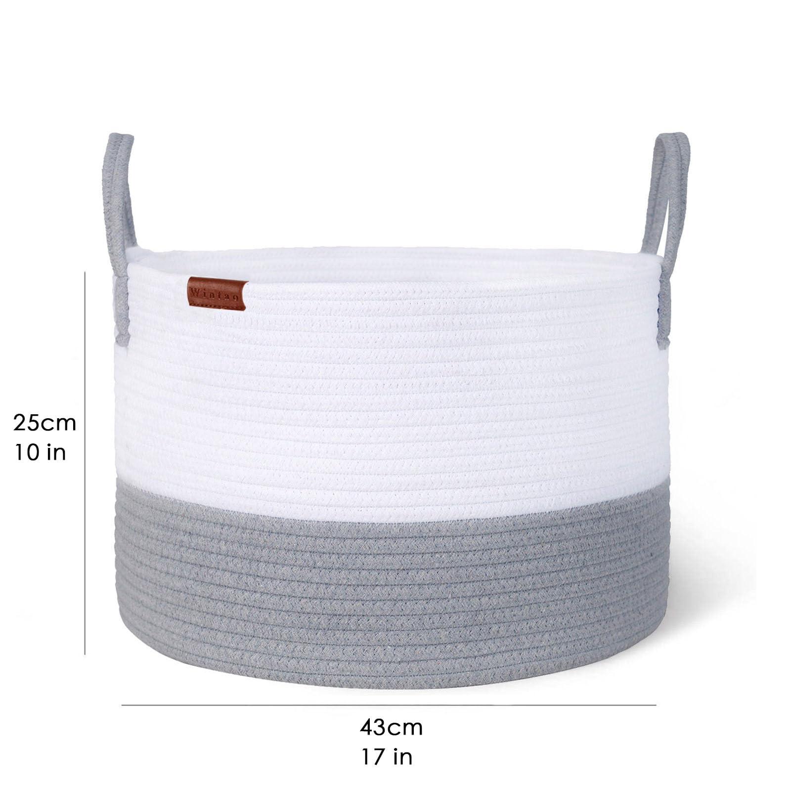 Wintao Rope Storage Basket, Woven Laundry Basket Baby Toy Storage Organiser Washing Basket Grey Small 43 x 25 cm 4