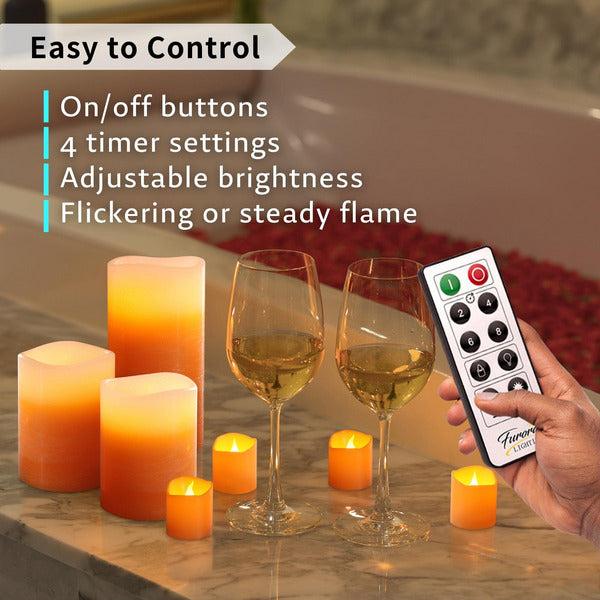 Furora LIGHTING LED Flameless Candles with Remote - Battery-Operated Flameless Candles Bulk Set of 8 Fake Candles - Small Flameless Candles & Christmas Centerpieces for Tables, Orange 4