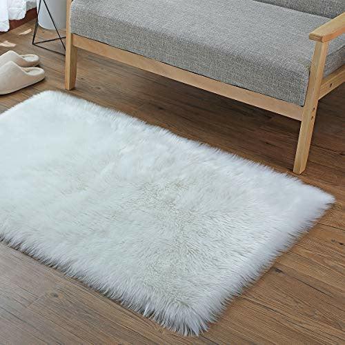 YIHAIC Faux Fur Rug Soft Fluffy Rug, Shaggy Rugs Faux Sheepskin Rugs Floor Carpet for Bedrooms Living Room Kids Rooms Decor (white, 75Ã120cm) 1