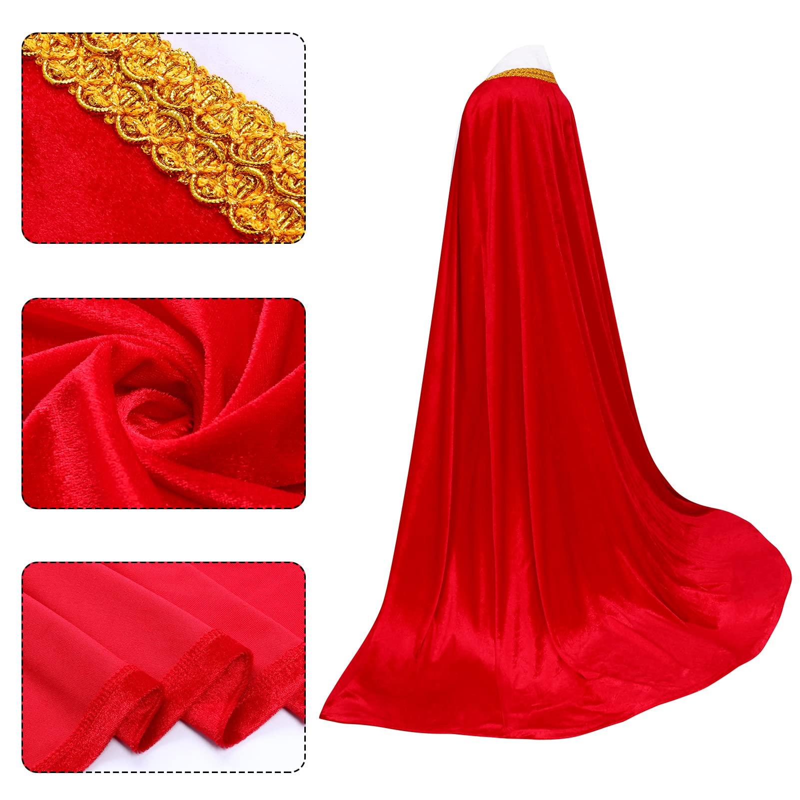 Alaiyaky King Cape Set for Kids and Adults, Halloween Costume King's Cloak with Golden Crown and Scepter, Red Cape Suit for Halloween Carnival Parades Parties, Unisex (Adults, S) 4