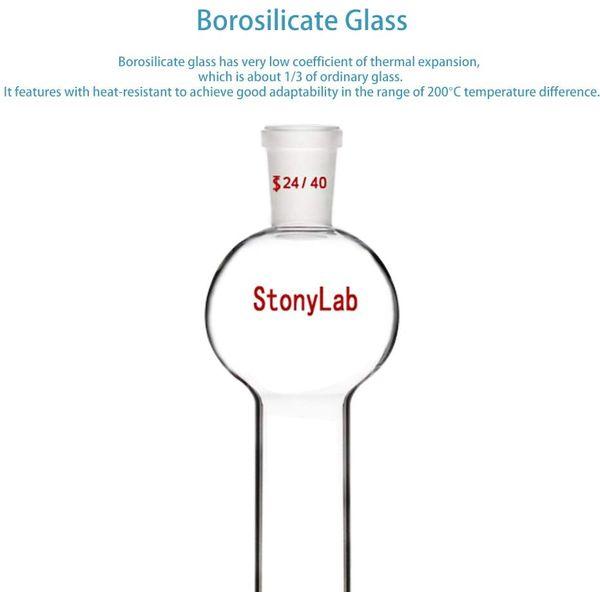 StonyLab Borosilicate Glass Chromatography Column with Reservoir and Fritted Disc, 500mL Capacity, 24/40 Outer Joint 3