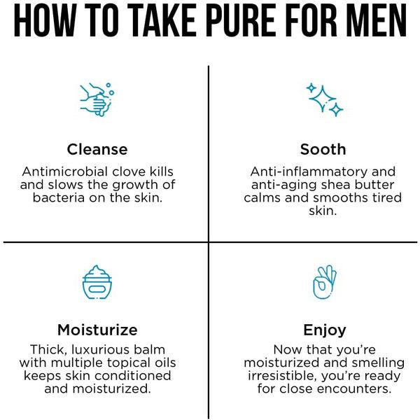 Pure for Men Bum Balm, Eco Friendly Raw Lotion for Men. All Purpose Skin Hydration and Deodorizing Balm, Raw Shea Butter, Mint and Clove 3.8 oz. 4