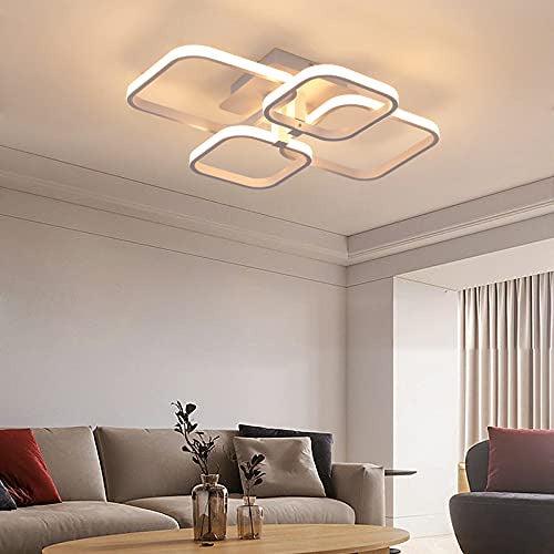 Vinilky Modern Acrylic Led Ceiling Lights, 4 White Squares Lighting Chandeliers Indoor Flush Mount Hanging Lamp Acrylic Lighting Fixture for Living Room Bedroom Lounge