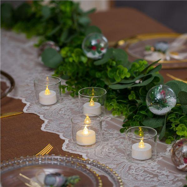 Votive Glass Christmas Candle Holders - Romadedi 24 Bulk Clear Tealight Holder for Floating Tea Light Candles for Dinner Table Centerpiece Wedding Party Decor，5.7 X 5 Cm 3