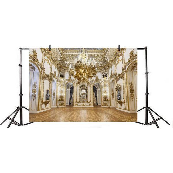 Renaiss 7x5ft Luxurious Palace Backdrop Chandelier Arch Door Noble Glittering Hotel Photography Background Kids Adult Travel Vacation Photo Booth Shoot Vinyl Studio Props 1
