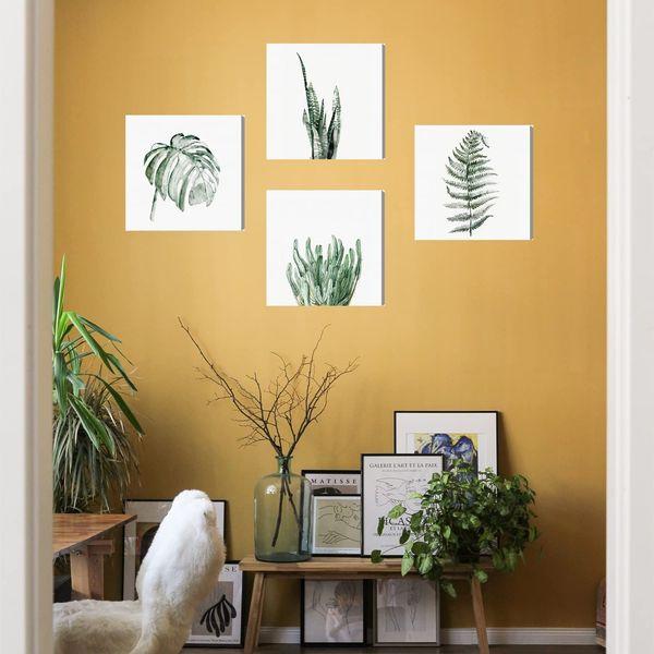 OYIMUA Canvas Wall Art Decor Plants Boho Wall Art Prints for Living Room Bedroom Bathroom,Tropical Wall Art Posters Framed for Hallway and Stairs Garden Kitchen,Wall Art Pictures 20x25 Set of 4 4