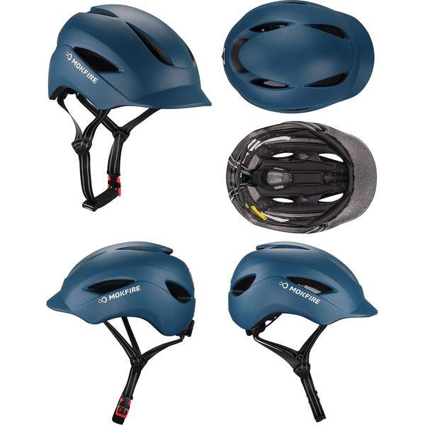 MOKFIRE Adult Bike Helmet with USB Charge Rear Safety Light & Reflective Strap for Unisex Men/Women, E Bicycle Helmets, Urban Commuter Cycle Biking Helmet, Adjustable Size (M: 54-57 CM, Purple) 2