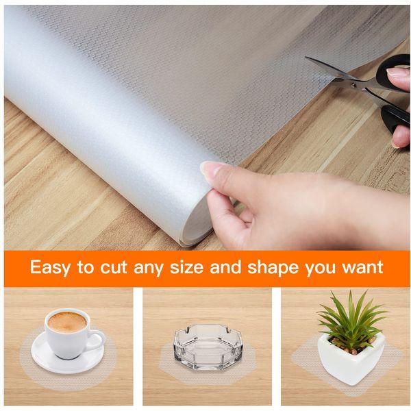 Cahomo Drawer Liners, 44.5cmx300cm (2 rolls) Shelf Liner Kitchen Drawer Mats, Washable Non Adhesive EVA Refrigerator Liners Waterproof Placemats for Cupboard Cabinet Pantry Shelves (Transparent/Point) 3