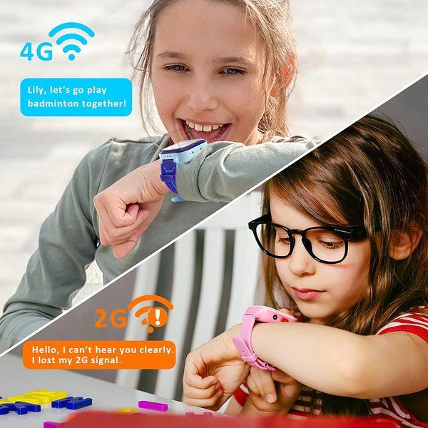 OKYUK 4G Kids Smart Watch, Multi-System HD Screen Sports kids watch, IP67 Waterproof smart watch for kids, Smart Watch with Video and Phone, GPS Tracking, SOS, Camera, Gifts for Children (Dark Blue) 1