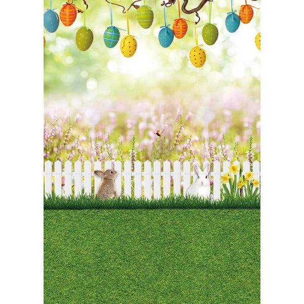 Spring Easter Background Happy Easter Backdrop Egg Bunny Green Grass Decoration Baby Shower Banner Photography Photo Supplies (6x8FT) 3