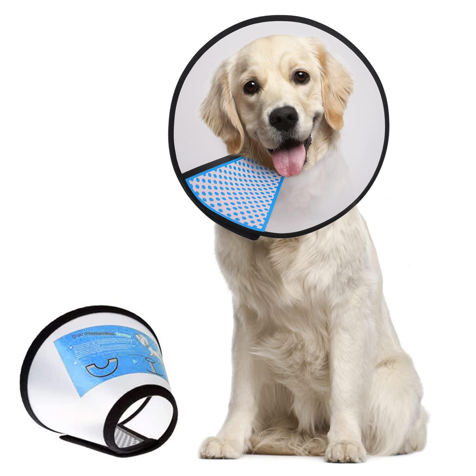 Supet Dog Cone Adjustable Pet Cone Pet Recovery Collar Comfy Pet Cone Collar Protective for After Surgery Anti-Bite Lick Wound Healing Safety Practical Plastic E-Collar for Dogs and Cats (Grey M) 0